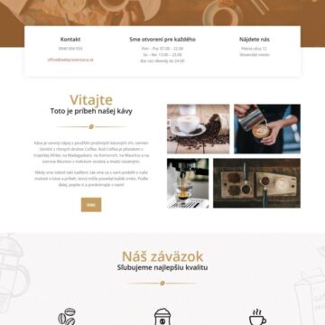 webstránka pre kaviareň