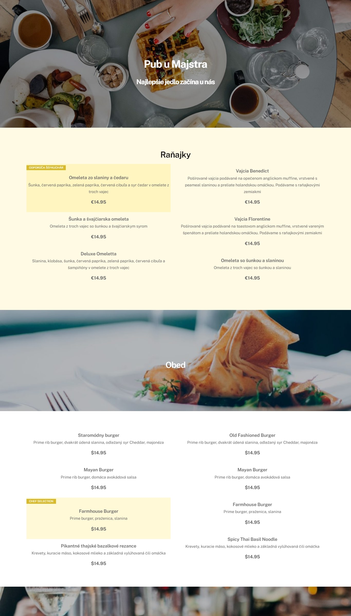 menu webstranky